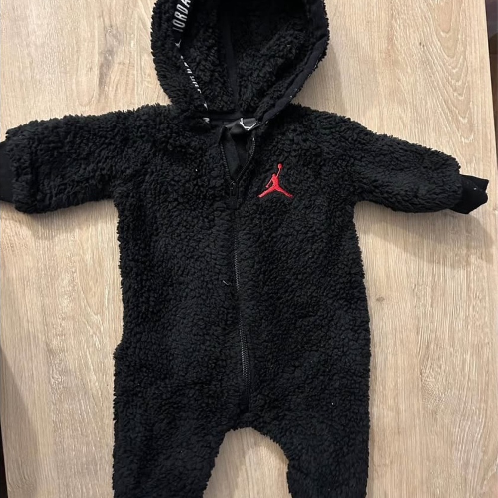 Jordan Black Sherpa Baby Footie